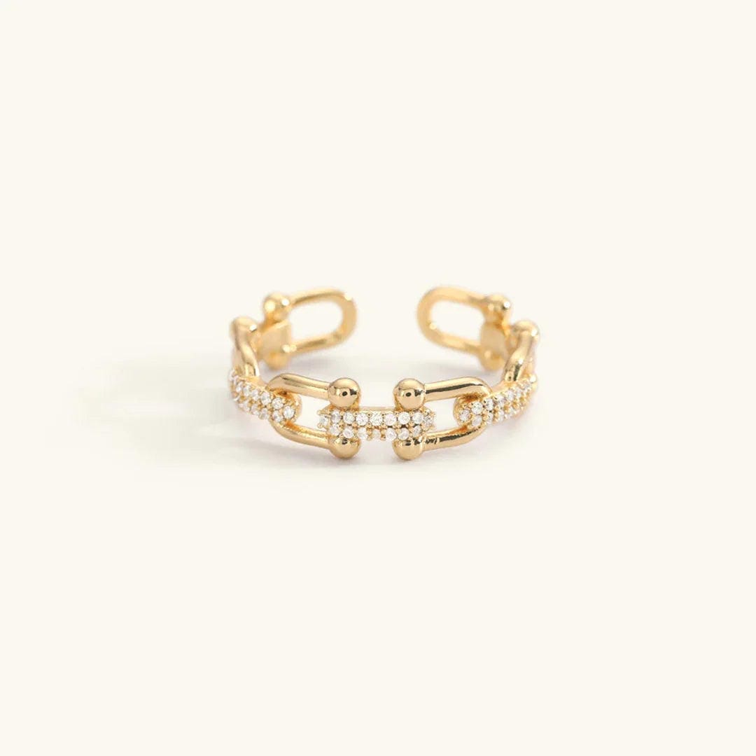 Dazzling Crystal Gold Open Ring
