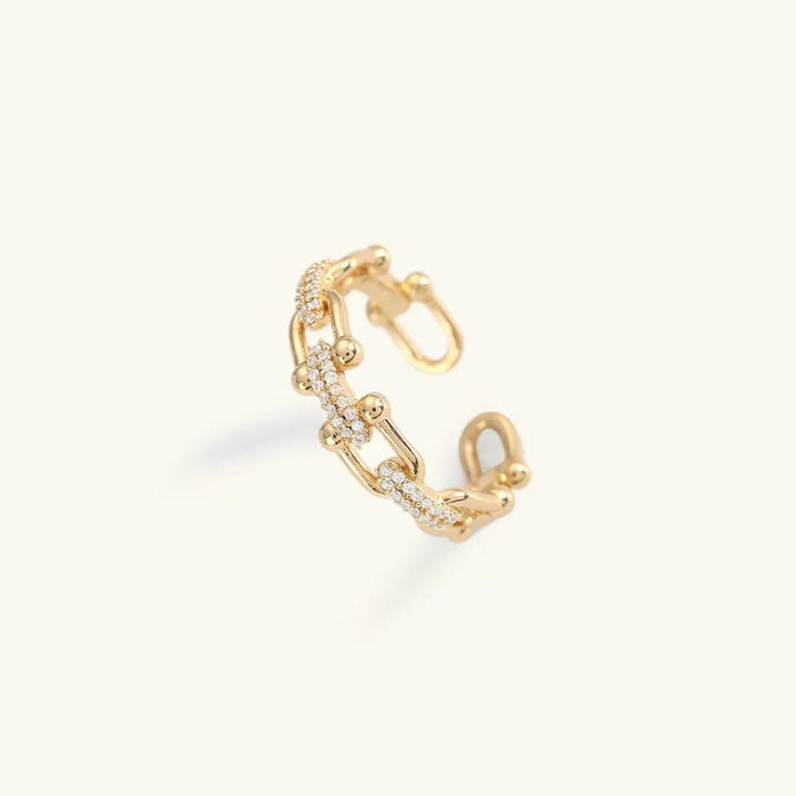 Dazzling Crystal Gold Open Ring
