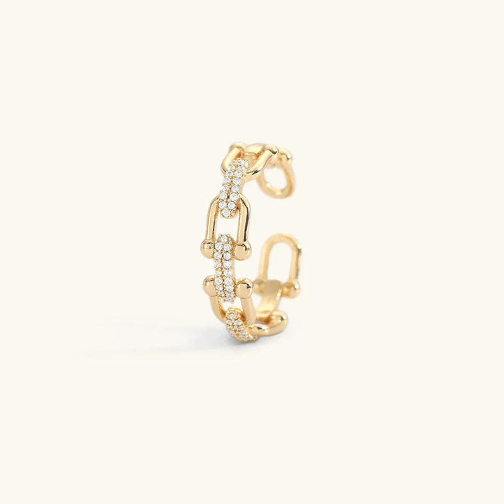 Dazzling Crystal Gold Open Ring