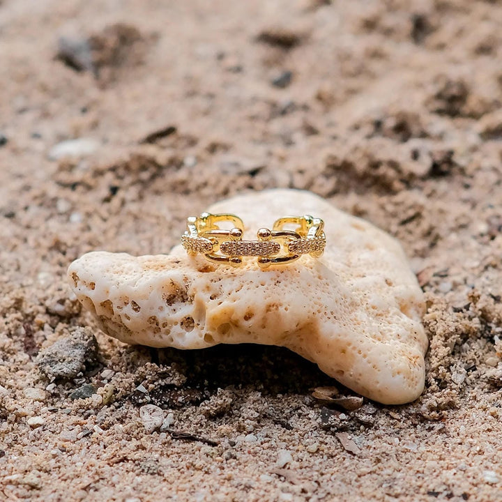 Dazzling Crystal Gold Open Ring