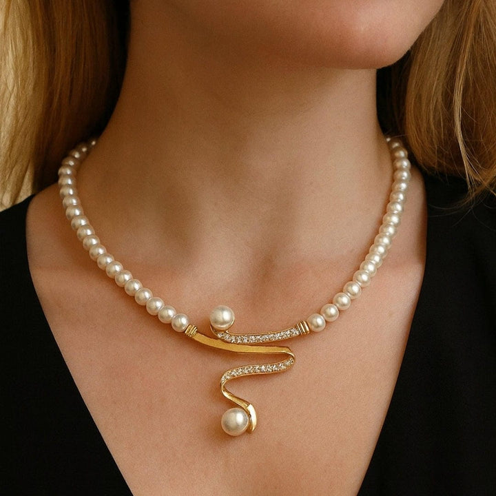 Pearl Serpentine Statement Necklace Set