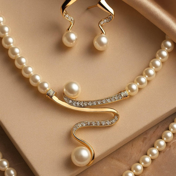 Pearl Serpentine Statement Necklace Set