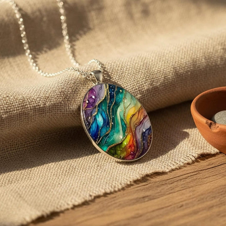colourful Round Stone Necklace