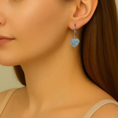 Moonstone Silver Tree Heart Earrings