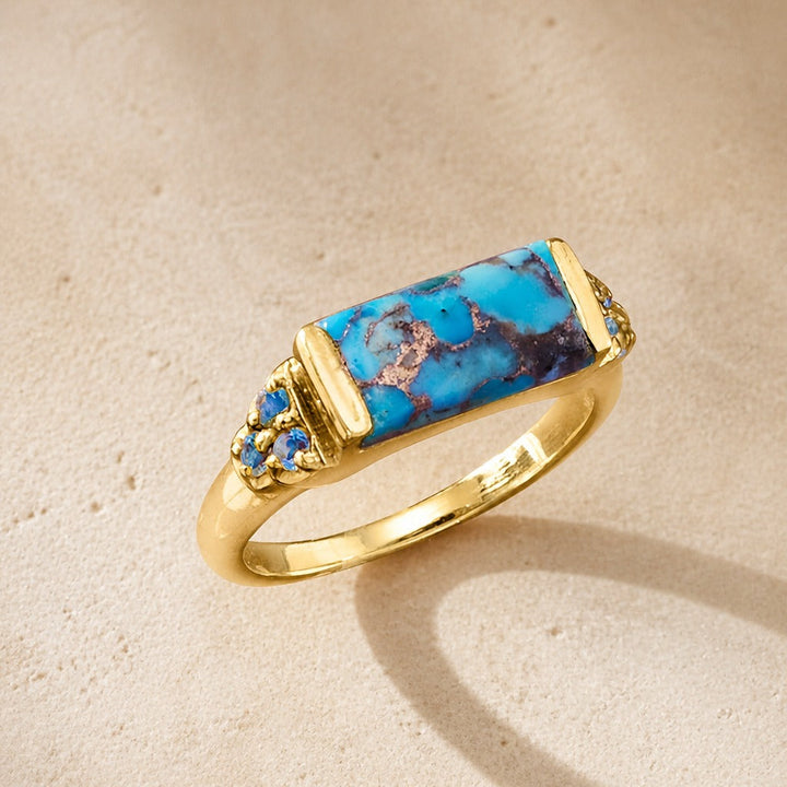Copper Inlaid Turquoise Gold Ring