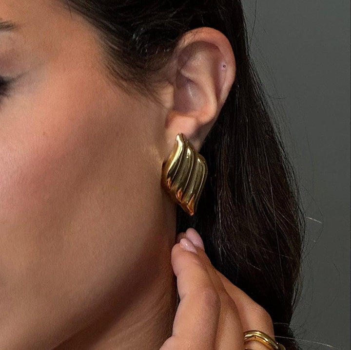 Modern Gold Wavy Bar Earrings