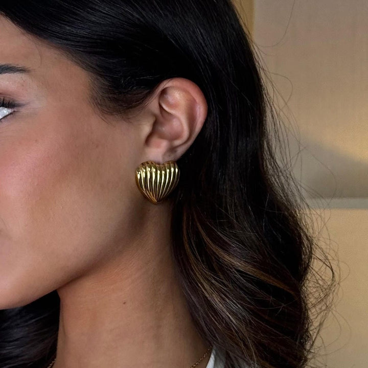 Gold Shell Heart Earrings