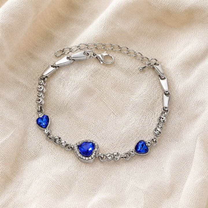 Crystal Heart Link Bracelet