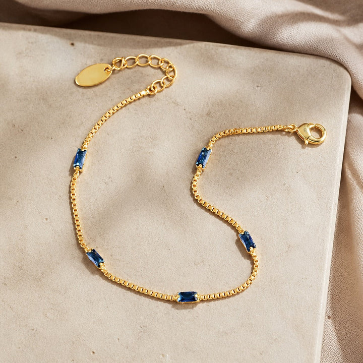 Cubic Zirconia Chain Gold Bracelet