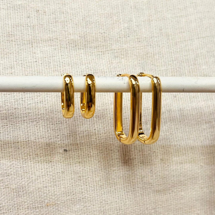 Set of 2 Pairs Everyday Oval Hoops Gold Silver