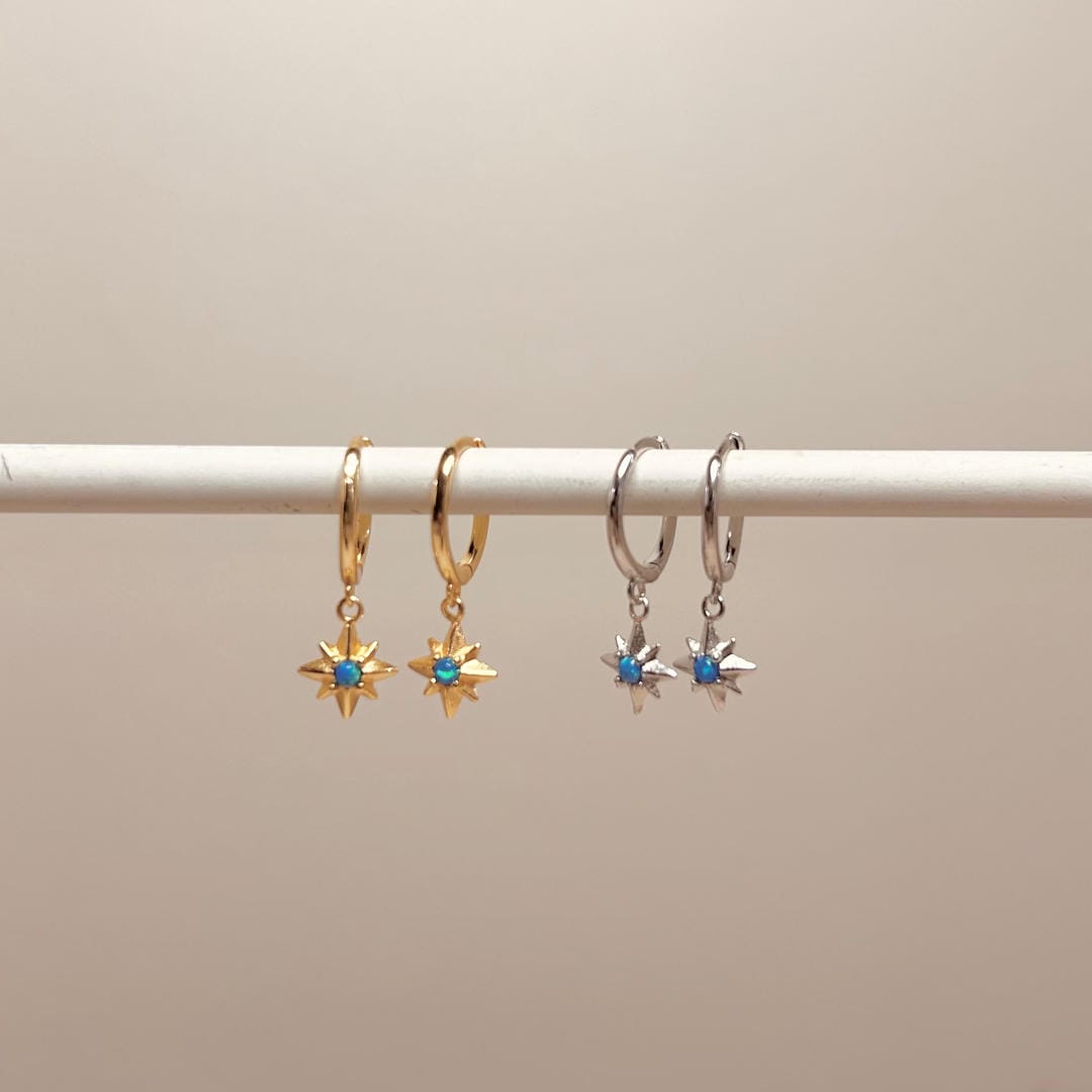 Opal Starburst Hoops Earrings