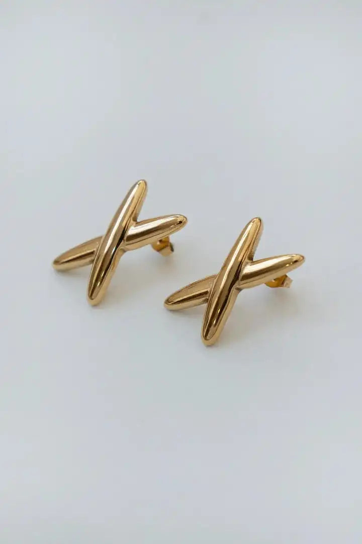 Modern Gold X Shaped Earrings