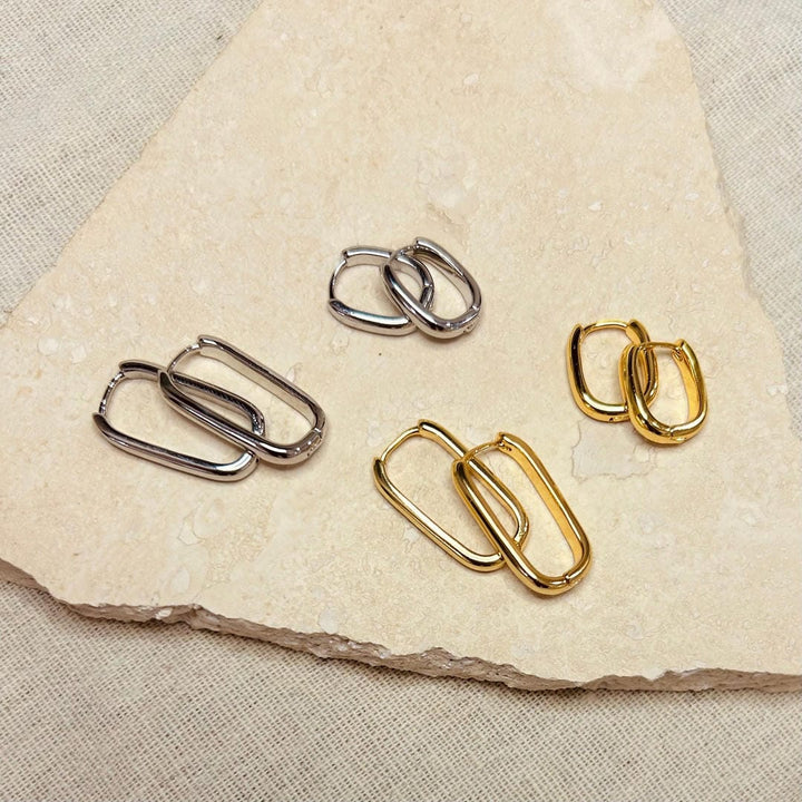 Set of 2 Pairs Everyday Oval Hoops Gold Silver