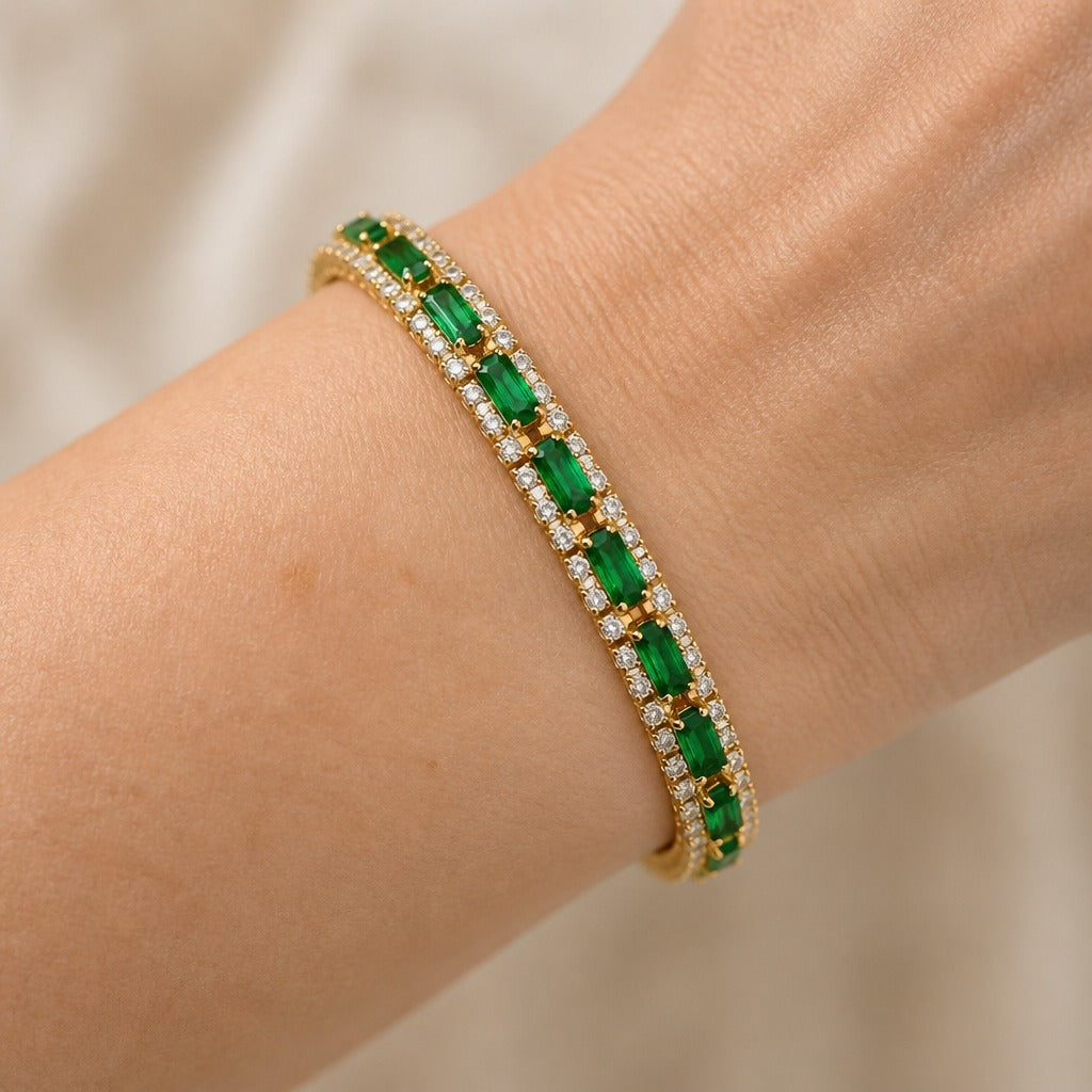 Emerald Green Statement Gold Bracelet