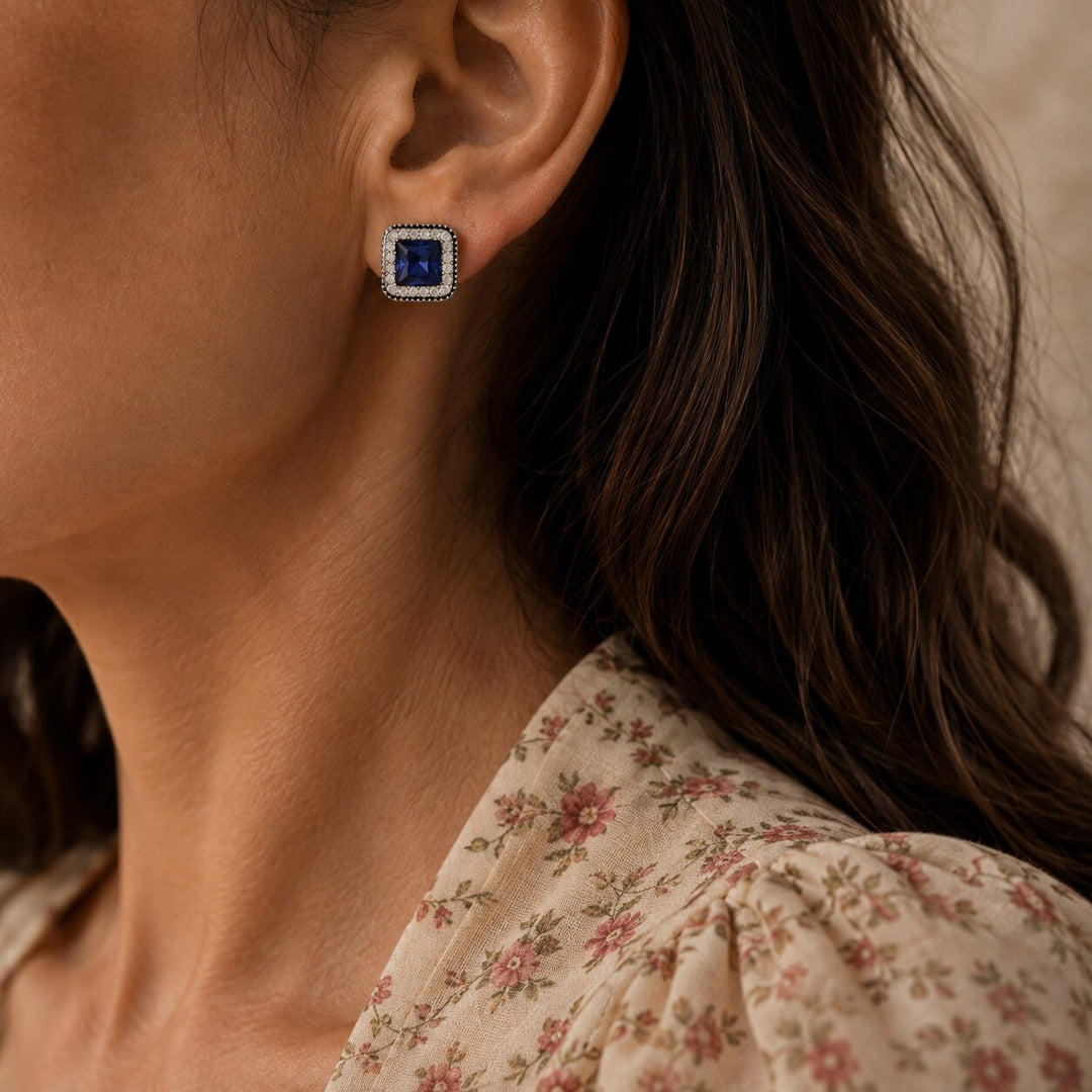 Exquisite Sapphire Stud Earrings