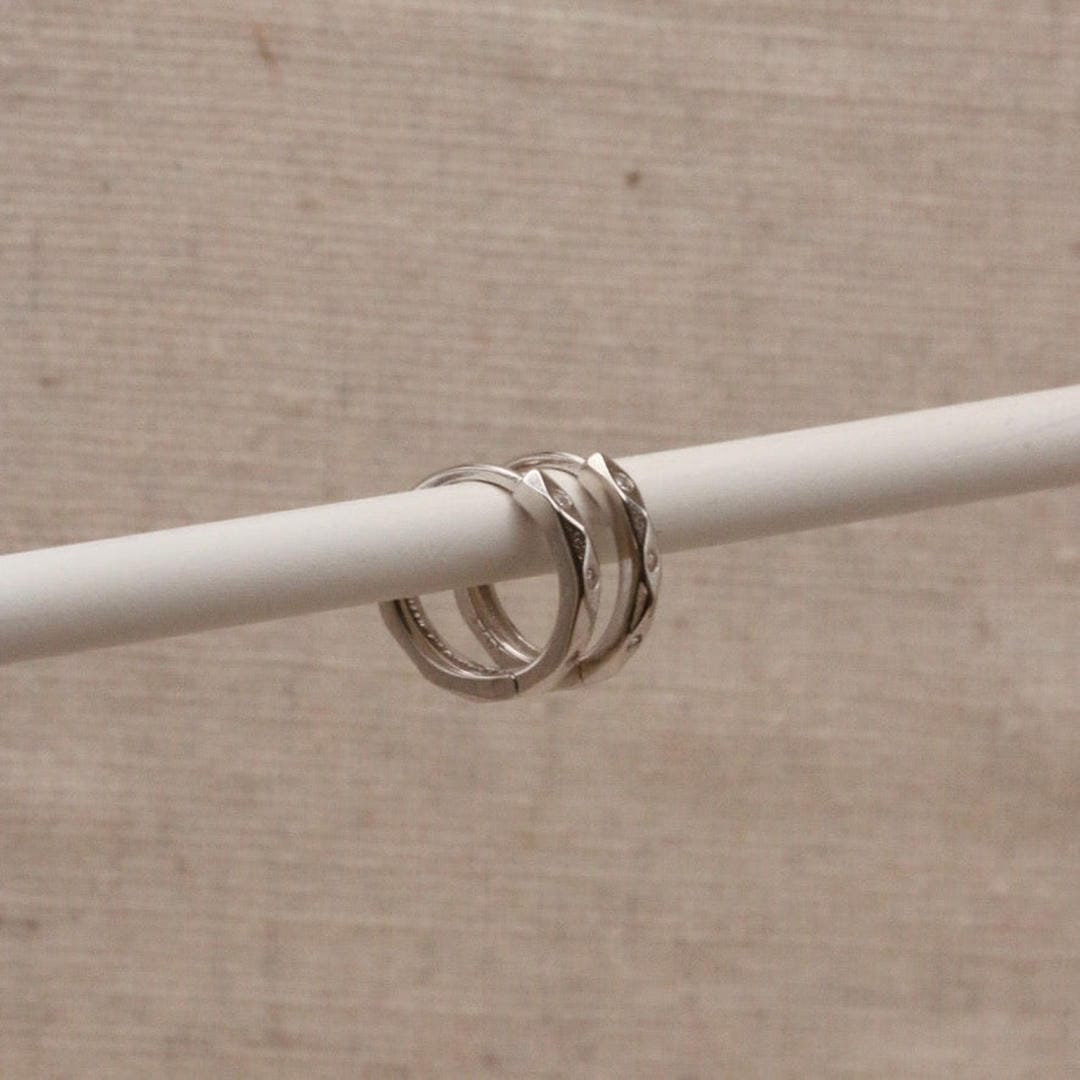 Silver Marquise Huggie Hoops