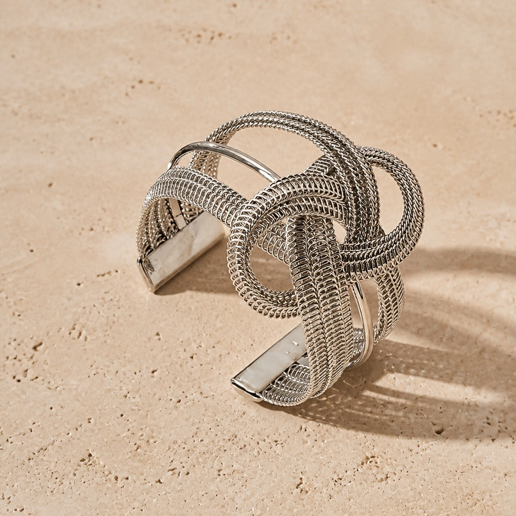 Geometric Hollow Open Cuff Bracelet