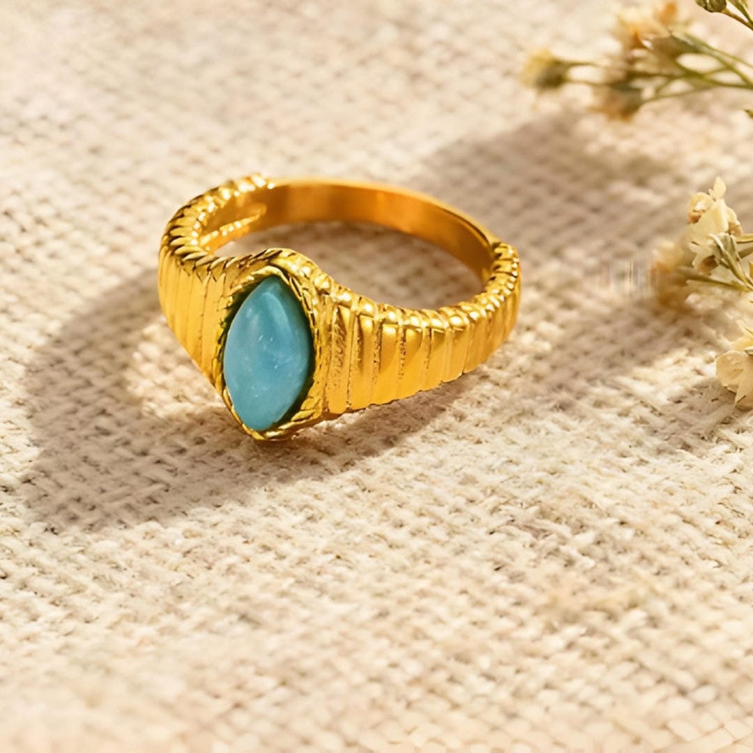 Gold Opal Stone Funky Ring