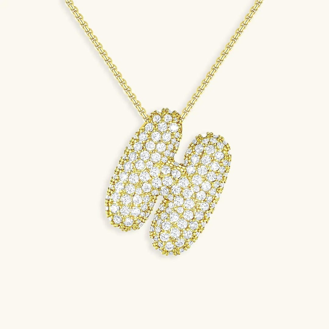 Bubble Initial Crystals Necklace