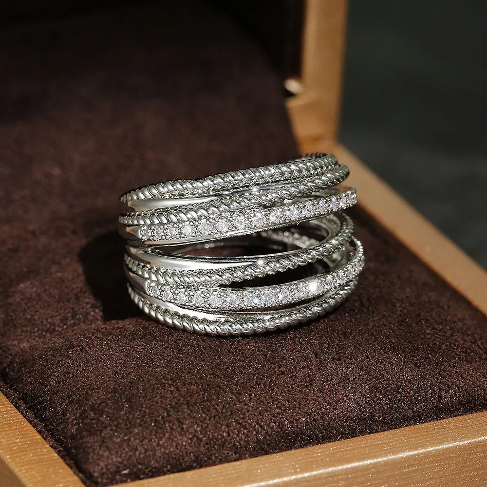 Cross Crystals Statement Ring