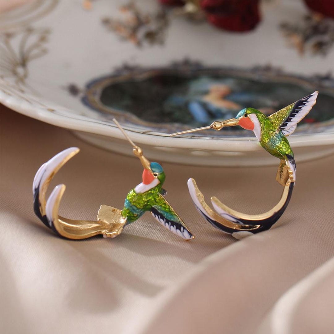 Unique colourful Hummingbird Earrings