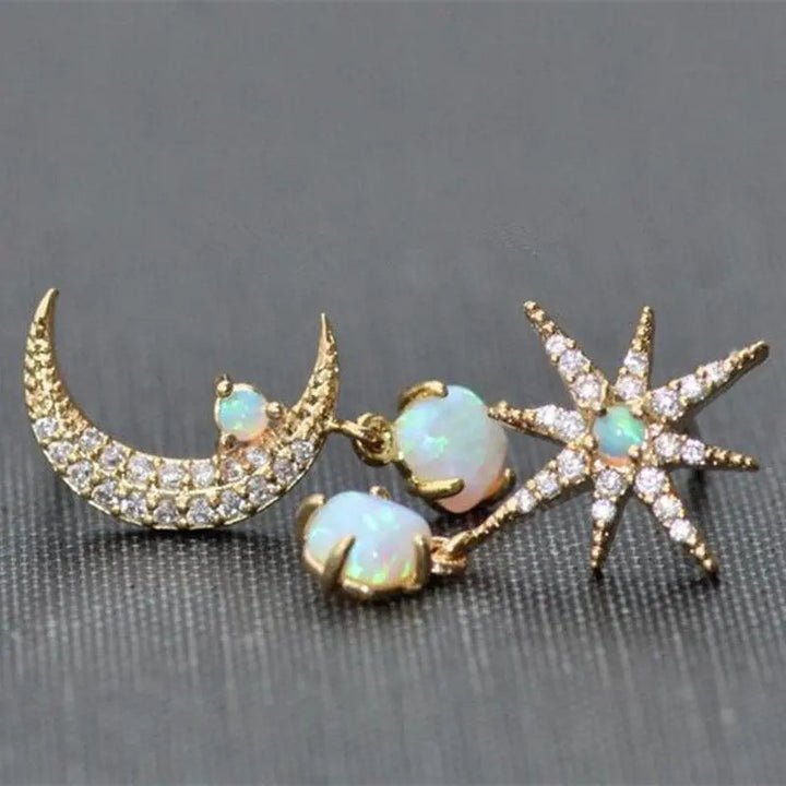 Celestial Opal Gold Earrings