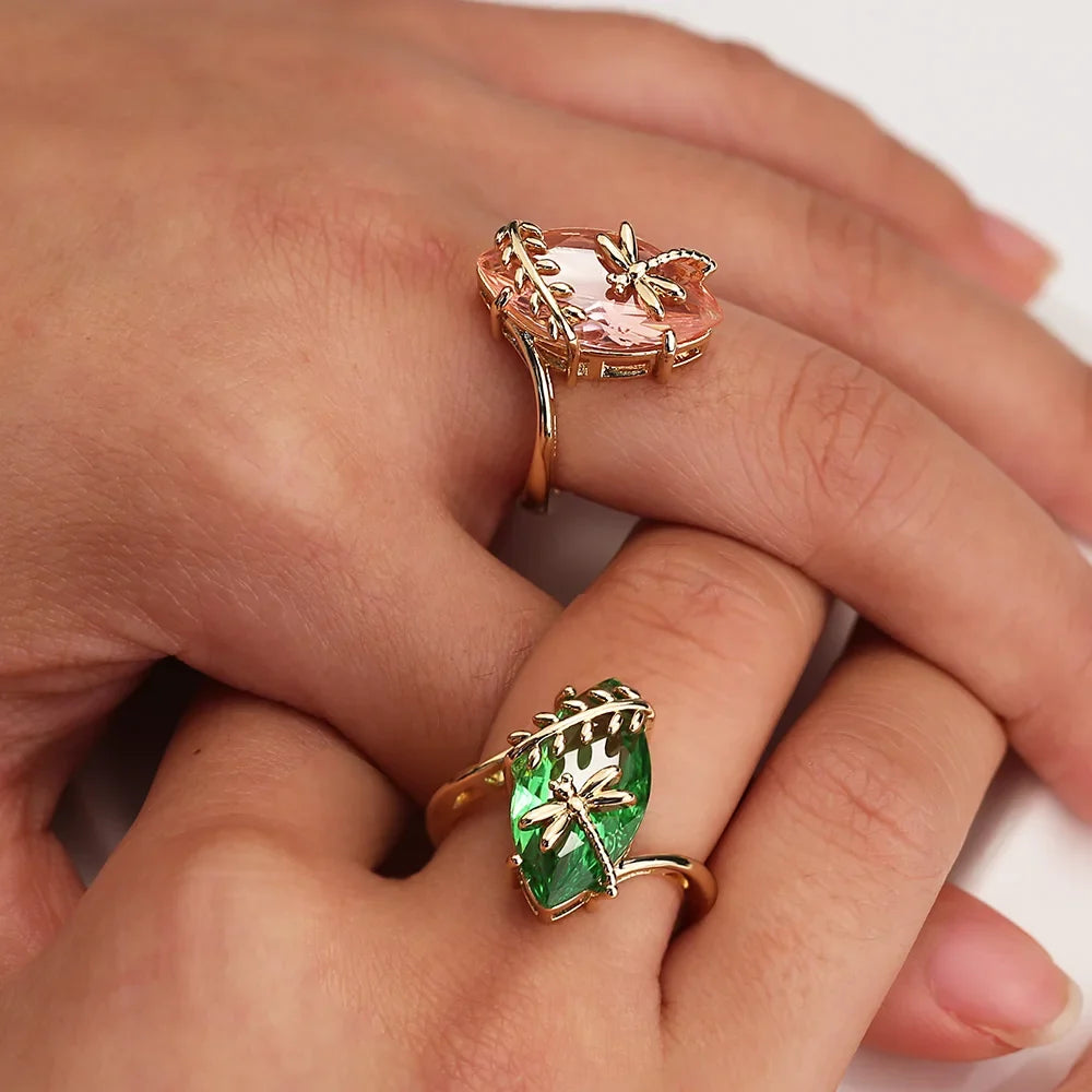 Timeless Dragonfly Crystal Ring