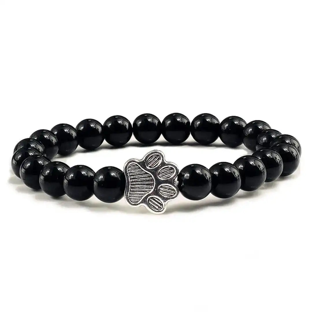 Beaded Paw Bracelet Natural Stone Design
