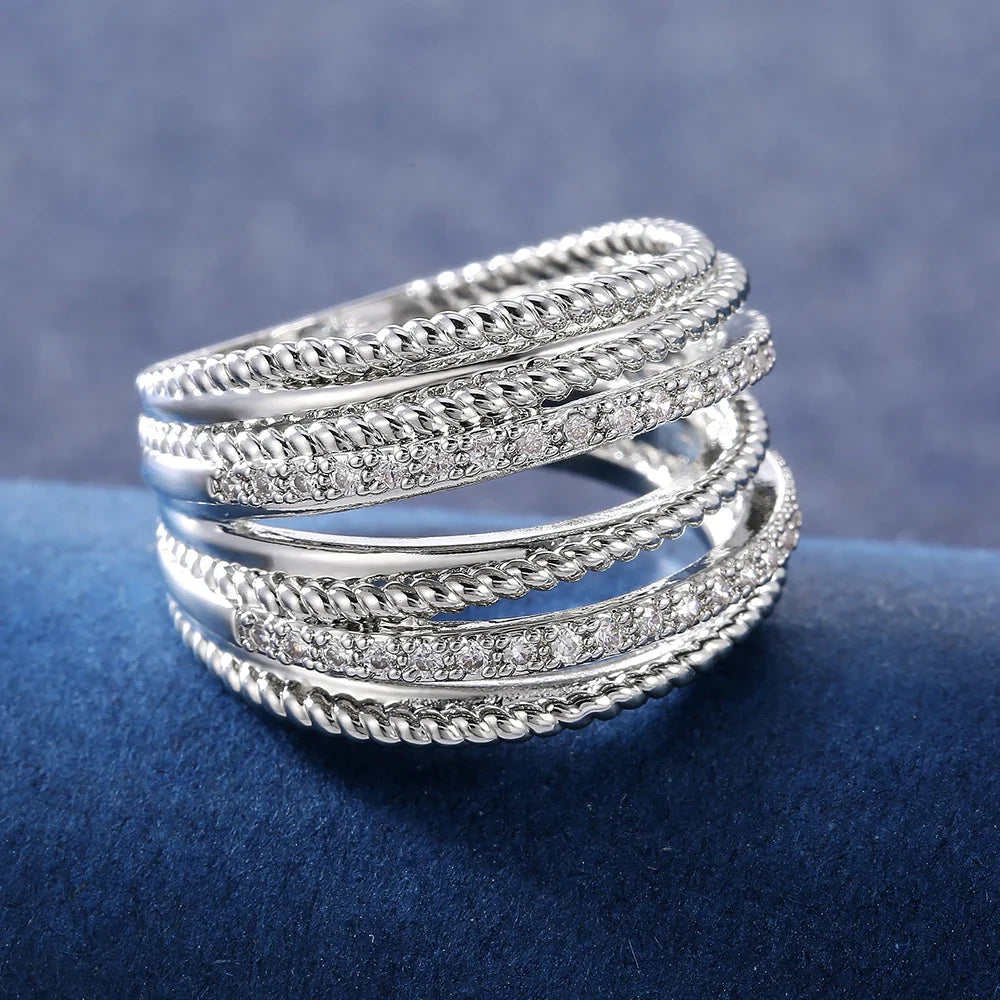 Cross Crystals Statement Ring
