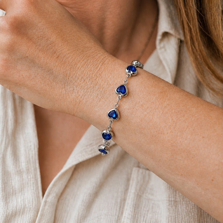 Heart-Shaped Blue Chain Bracelet