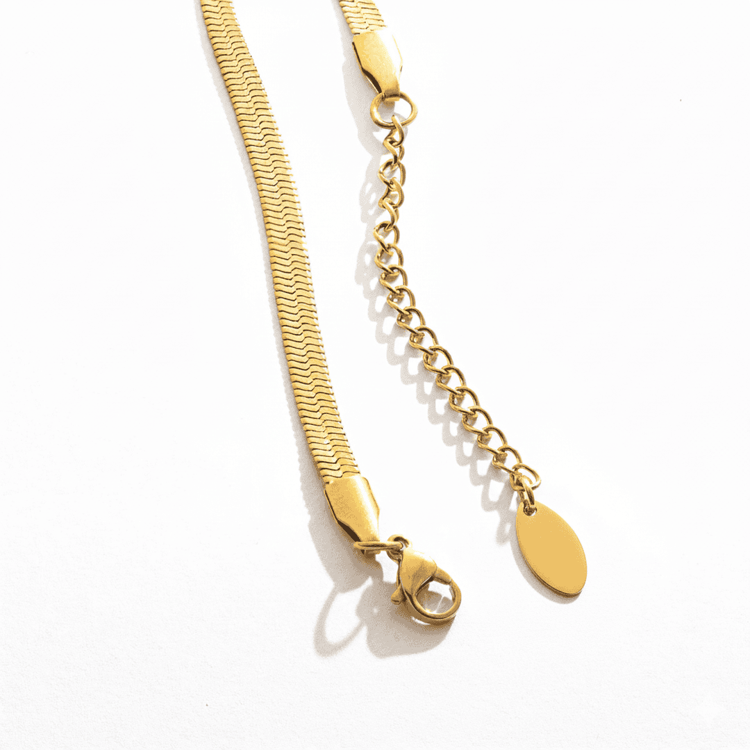 Gold Herringbone Chain Set
