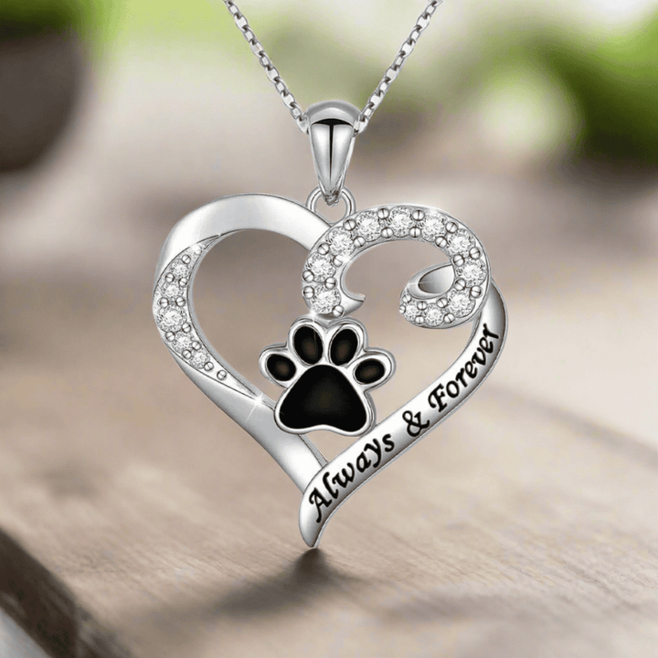 Heart Design Dog Paw Necklace