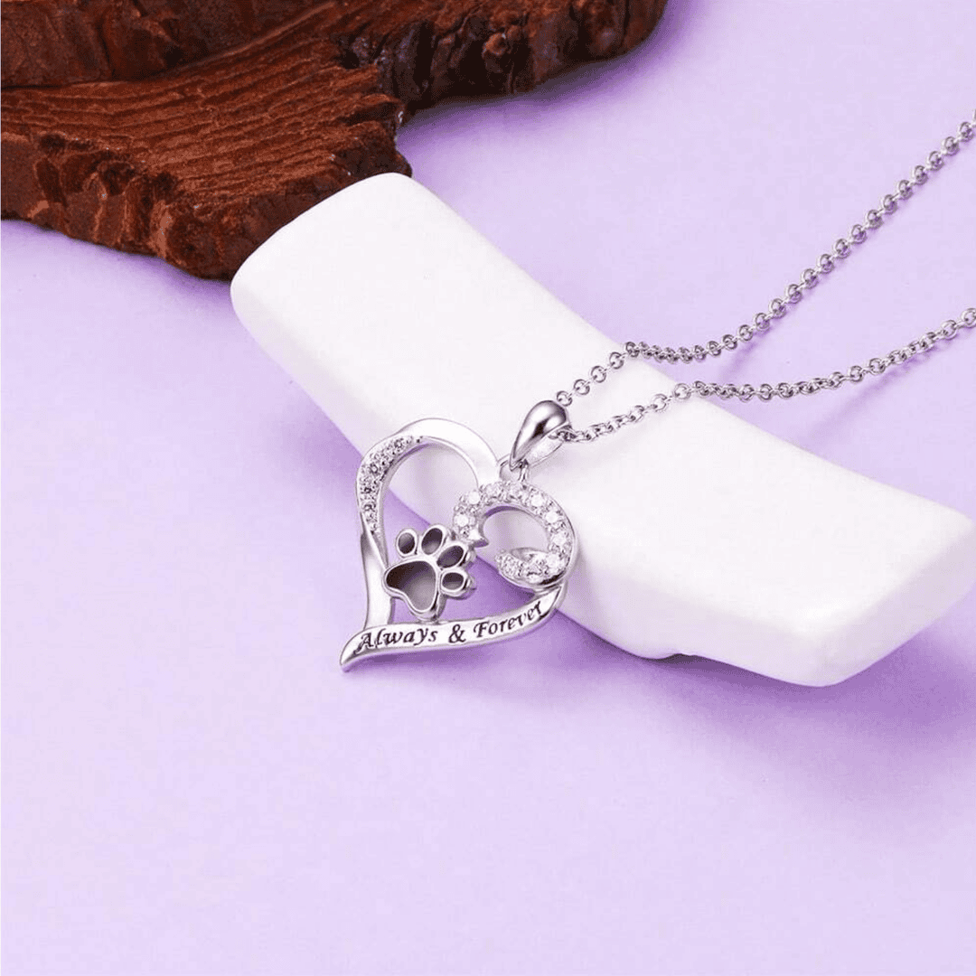 Heart Design Dog Paw Necklace