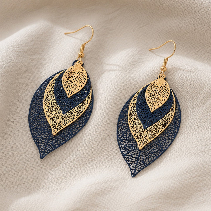 Hollow Layered Leaf Earrings
