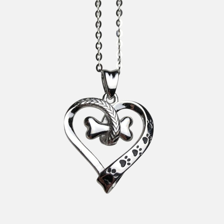 Dog Paw Heart Stainless Steel Necklace