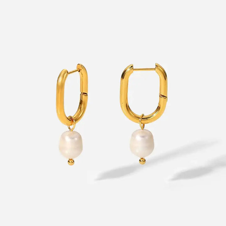 Everyday Pearl Drop Hoop Earrings
