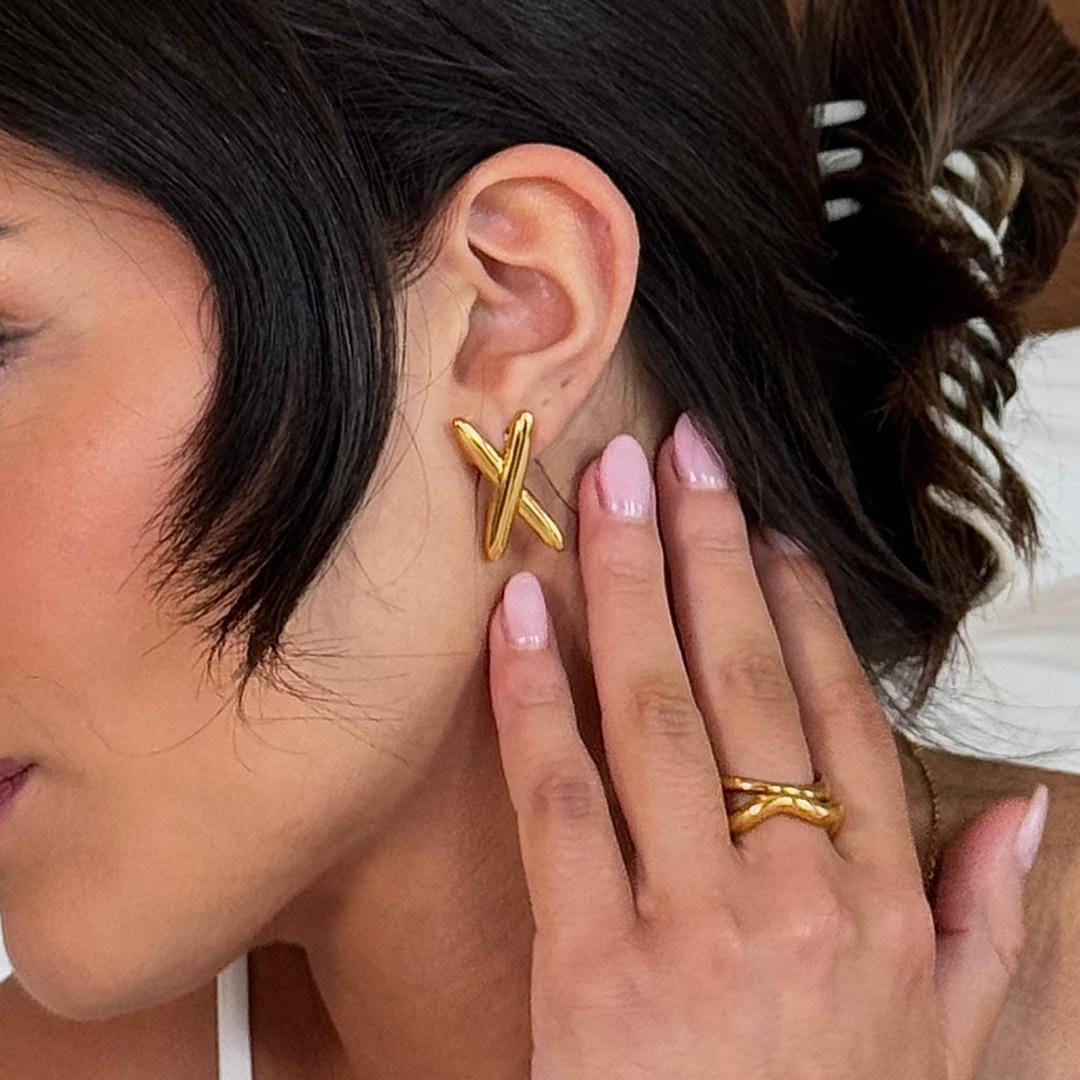 Modern Gold X Shaped Earrings
