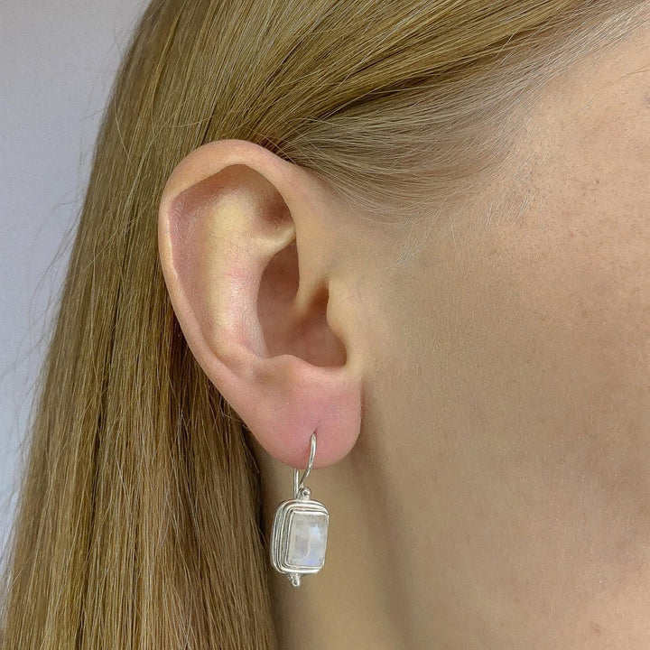 Lustre Square Moonstone Earrings