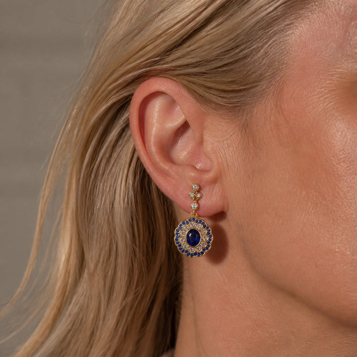Iconic Blue Crystal Mandala Earring