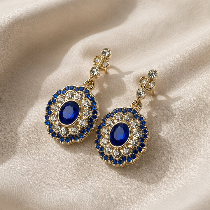 Iconic Blue Crystal Mandala Earring