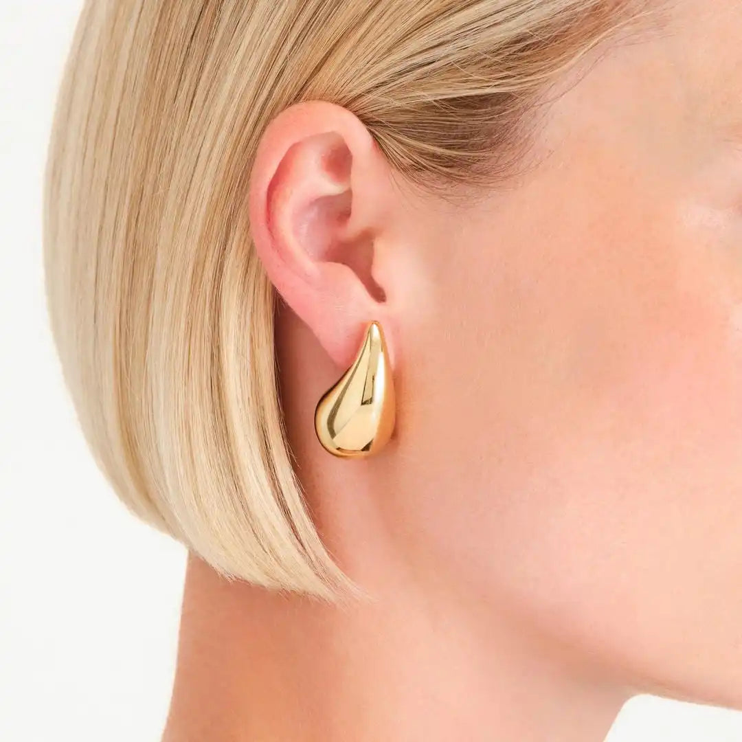 Modern Gold Tear Drop Earrings