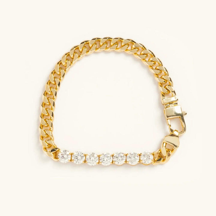 Modern Gold Link Crystals Bracelet