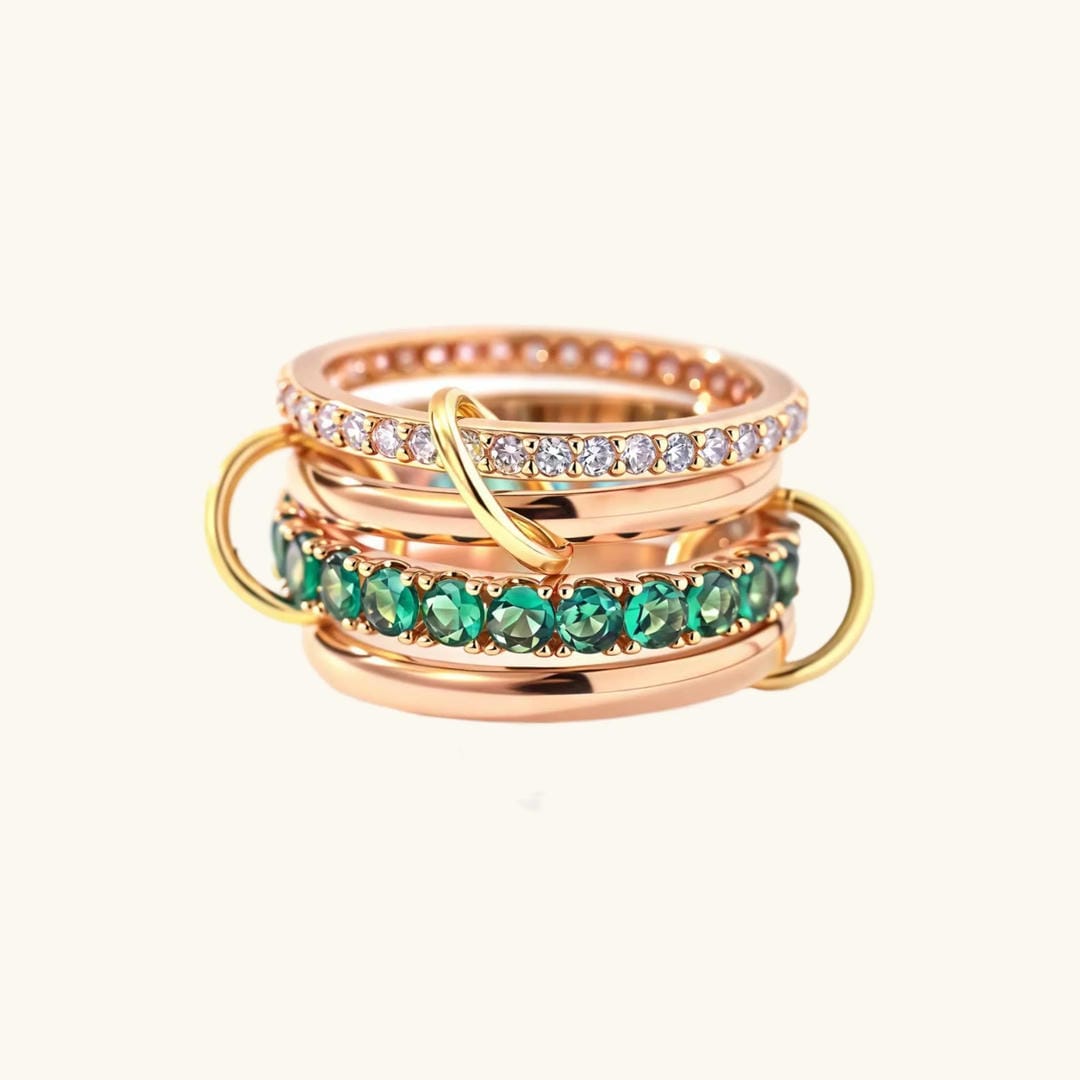 Glittering Crystals Stacked Rose Gold Ring