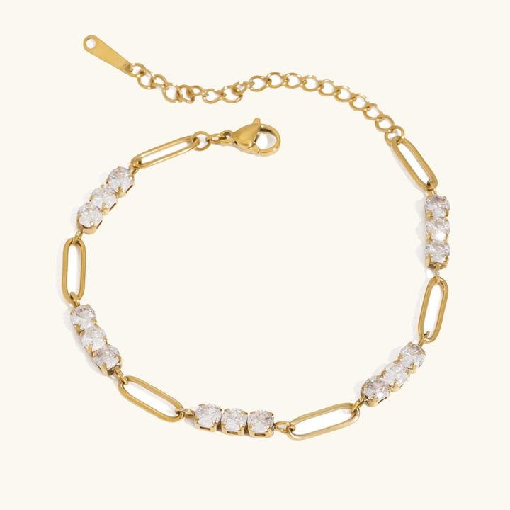 Gold Chain With Sparkling Crystals Bracelet