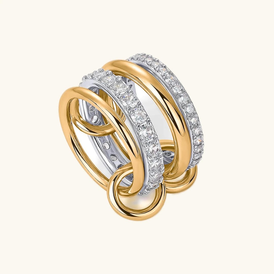 Elegant Calyra Stacked Crystals Ring
