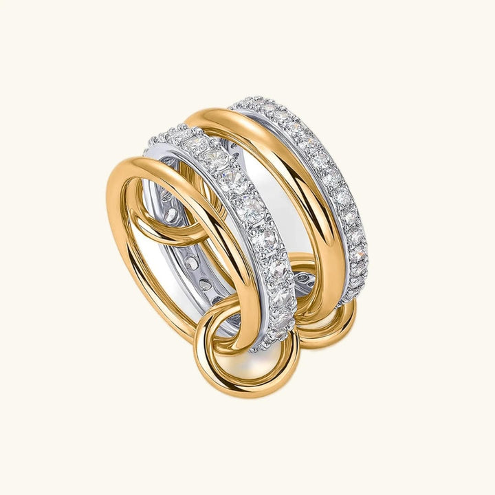 Elegant Calyra Stacked Crystals Ring