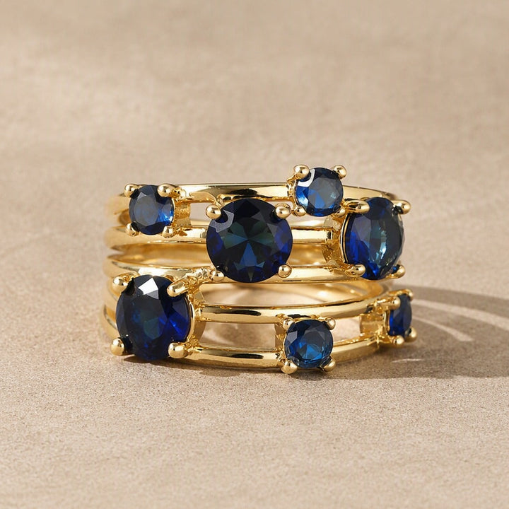 Layered Blue Sapphire Gold Ring
