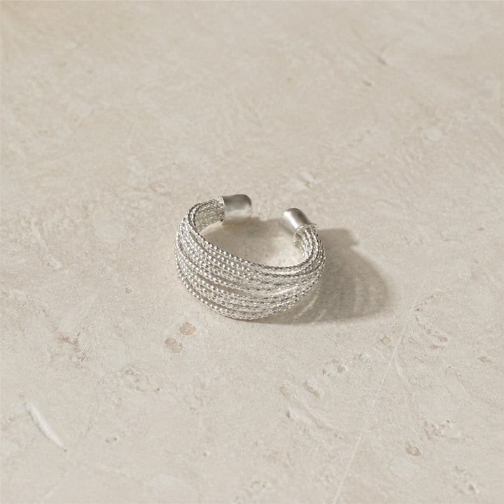 Layered Rope Silver Open Ring