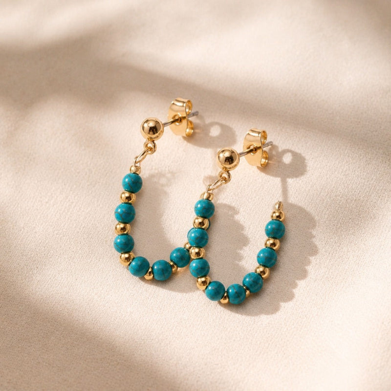 Majestic Turquoise Beaded  Earrings