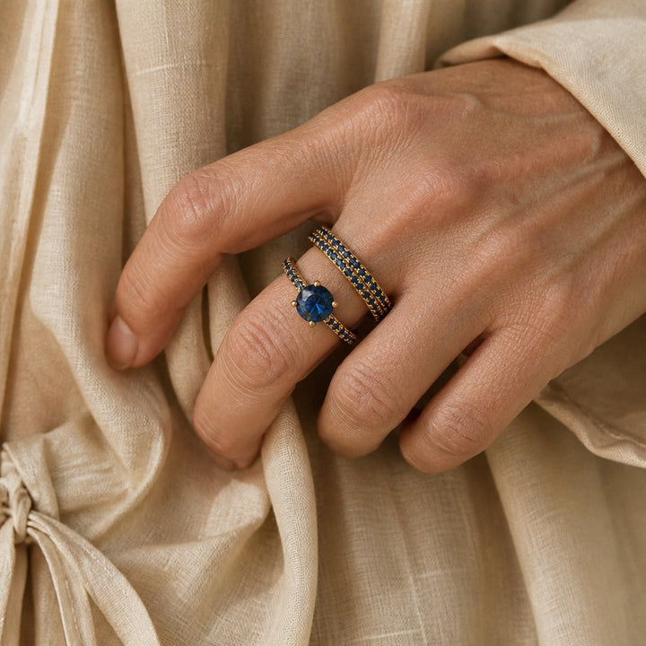 Minimalist Blue Zirconia Ring Set